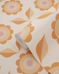 ESTAhome papier peint fleurs orange - 50 x 900 cm - 130977