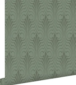 ESTAhome papier peint forme graphique vert grisé - 50 x 900 cm - 139636