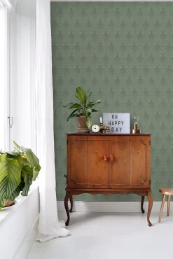 ESTAhome papier peint forme graphique vert grisé - 50 x 900 cm - 139636