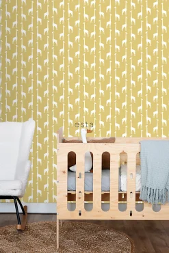 ESTAhome papier peint girafes jaune ocre - 53 cm x 10.05 m - 139059