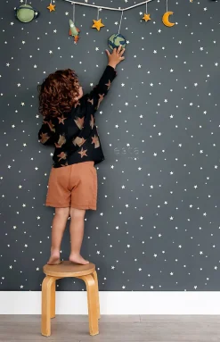 ESTAhome papier peint glow-in-the-dark étoiles fluorescentes bleu foncé - 53 cm x 10.05 m - 139262