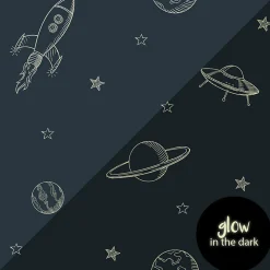 ESTAhome papier peint glow-in-the-dark Univers bleu foncé - 53 cm x 10.05 m - 139761