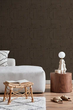 ESTAhome papier peint graphique 3D brun foncé - 50 x 900 cm - 139940