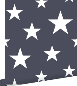 ESTAhome papier peint grandes et petites étoiles bleu foncé - 53 cm x 10.05 m - 138933