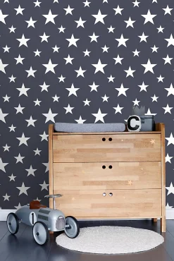 ESTAhome papier peint grandes et petites étoiles bleu foncé - 53 cm x 10.05 m - 138933