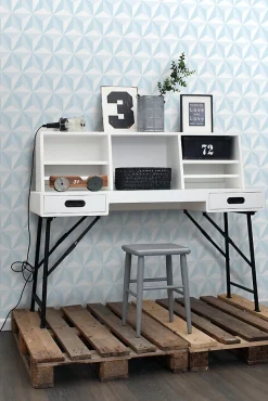 ESTAhome papier peint graphique 3D bleu clair - 53 cm x 10.05 m - 138912