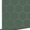 ESTAhome papier peint hexagone vert foncé et or - 53 cm x 10.05 m - 139228