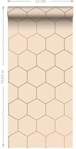 ESTAhome papier peint hexagone rose pêche clair - 53 cm x 10.05 m - 139226