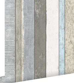 ESTAhome papier peint imitation bois gris et bleu clair - 53 cm x 10.05 m - 138250