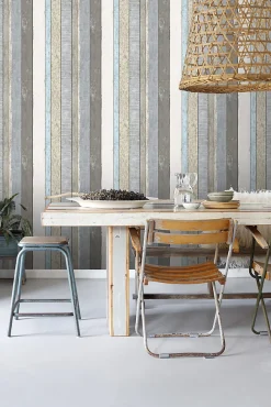 ESTAhome papier peint imitation bois gris et bleu clair - 53 cm x 10.05 m - 138250