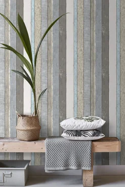 ESTAhome papier peint imitation bois gris et bleu clair - 53 cm x 10.05 m - 138250