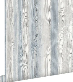 ESTAhome papier peint imitation bois bleu et gris - 53 cm x 10.05 m - 148626