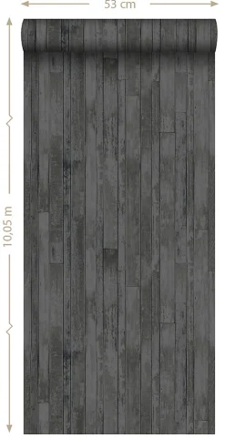 ESTAhome papier peint imitation bois noir et marron - 53 cm x 10.05 m - 128841