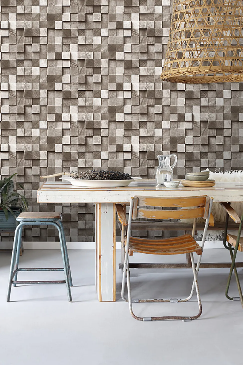 ESTAhome papier peint imitation bois en 3D marron - 53 cm x 10.05 m - 138530