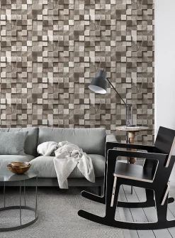 ESTAhome papier peint imitation bois en 3D marron - 53 cm x 10.05 m - 138530