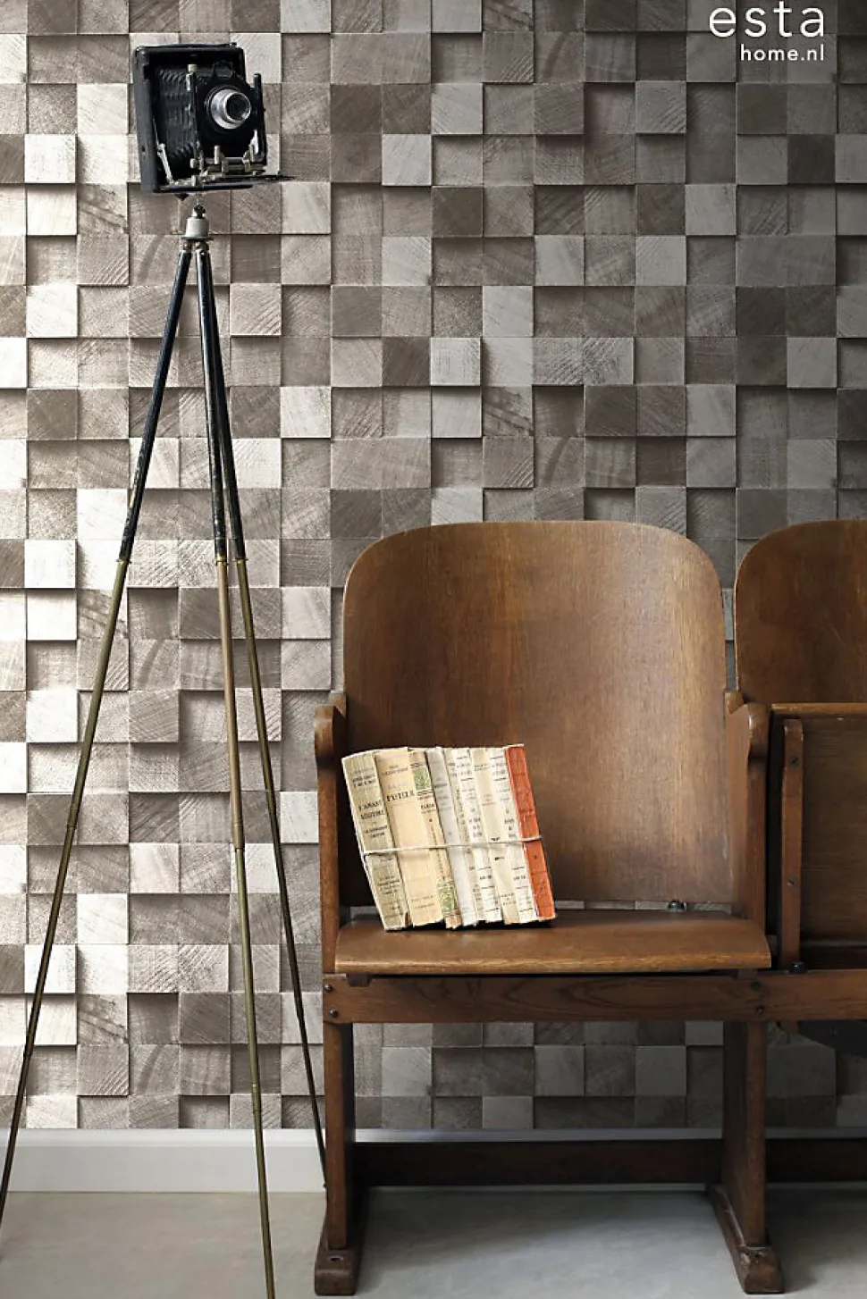 ESTAhome papier peint imitation bois en 3D marron - 53 cm x 10.05 m - 138530