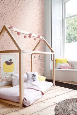 ESTAhome papier peint imitation terrazzo rose clair et or rose - 53 cm x 10.05 m - 139199