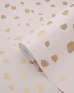 ESTAhome papier peint imitation terrazzo rose clair et or rose - 53 cm x 10.05 m - 139199