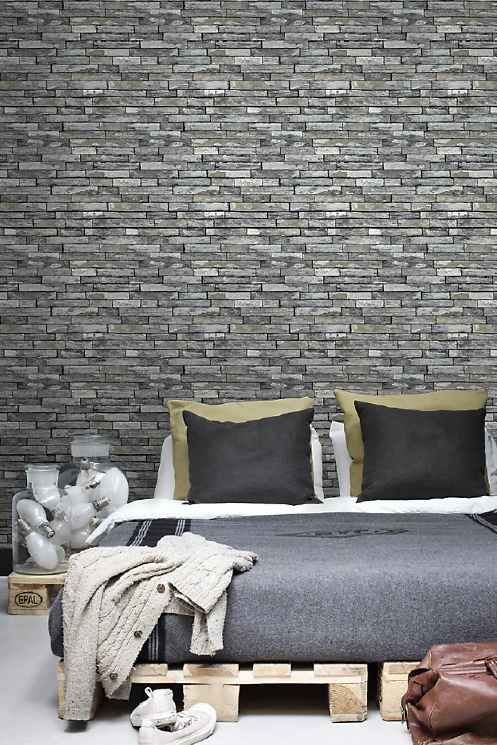 ESTAhome papier peint imitation bois gris et jaune foncé - 53 cm x 10.05 m - 138242