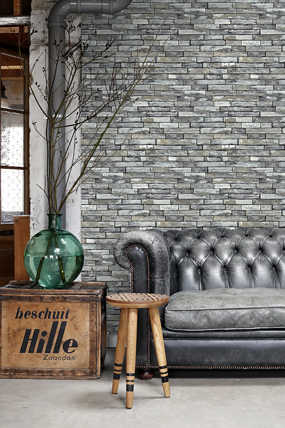 ESTAhome papier peint imitation bois gris et jaune foncé - 53 cm x 10.05 m - 138242