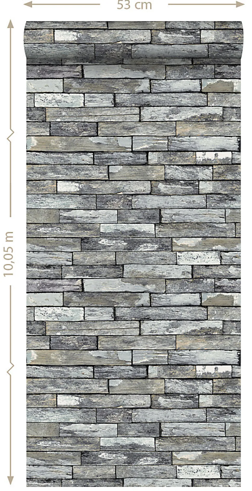 ESTAhome papier peint imitation bois gris et jaune foncé - 53 cm x 10.05 m - 138242