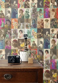 ESTAhome papier peint intissé XXL cartes postales vintage multicolore - 50 x 900 cm - 158102