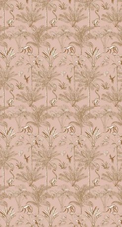ESTAhome papier peint intissé XXL jungle rose pêche - 50 x 837 cm - 158943