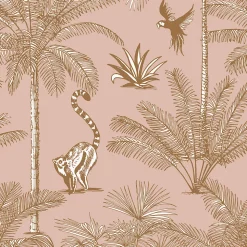ESTAhome papier peint intissé XXL jungle rose pêche - 50 x 837 cm - 158943