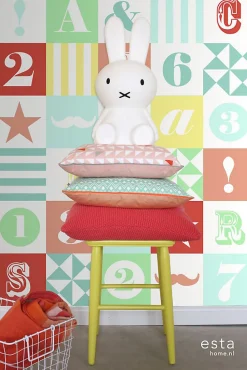ESTAhome papier peint intissé XXL blocs vert, bleu, jaune, rouge et rose - 50 x 900 cm - 158702