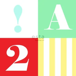 ESTAhome papier peint intissé XXL blocs vert, bleu, jaune, rouge et rose - 50 x 900 cm - 158702