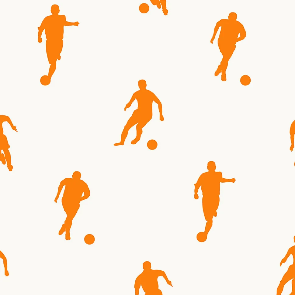 ESTAhome papier peint joueurs de football orange et blanc - 53 cm x 10.05 m - 115871