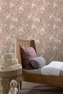 ESTAhome papier peint licornes vieux rose - 53 cm x 10.05 m - 139876