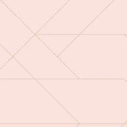 ESTAhome papier peint lignes graphiques rose clair et or - 53 cm x 10.05 m - 139211