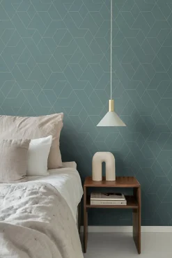 ESTAhome papier peint lignes graphiques bleu gris - 50 x 900 cm - 139949