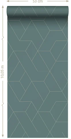 ESTAhome papier peint lignes graphiques bleu gris - 50 x 900 cm - 139949