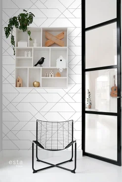 ESTAhome papier peint lignes graphiques noir et blanc - 53 cm x 10.05 m - 139235