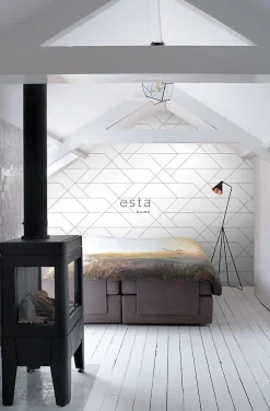 ESTAhome papier peint lignes graphiques noir et blanc - 53 cm x 10.05 m - 139235