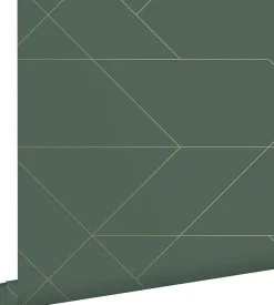 ESTAhome papier peint lignes graphiques vert foncé et or - 53 cm x 10.05 m - 139212