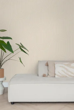 ESTAhome papier peint lignes graphiques beige - 50 x 900 cm - 139927