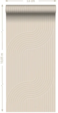 ESTAhome papier peint lignes graphiques beige - 50 x 900 cm - 139927