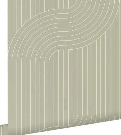 ESTAhome papier peint lignes graphiques vert cendré - 50 x 900 cm - 139926