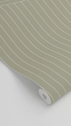 ESTAhome papier peint lignes graphiques vert cendré - 50 x 900 cm - 139926