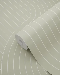 ESTAhome papier peint lignes graphiques vert cendré - 50 x 900 cm - 139926
