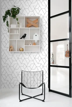 ESTAhome papier peint lignes graphiques noir et blanc - 50 x 900 cm - 139951