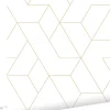 ESTAhome papier peint lignes graphiques blanc et or - 50 x 900 cm - 139950