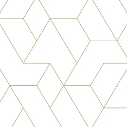 ESTAhome papier peint lignes graphiques blanc et or - 50 x 900 cm - 139950