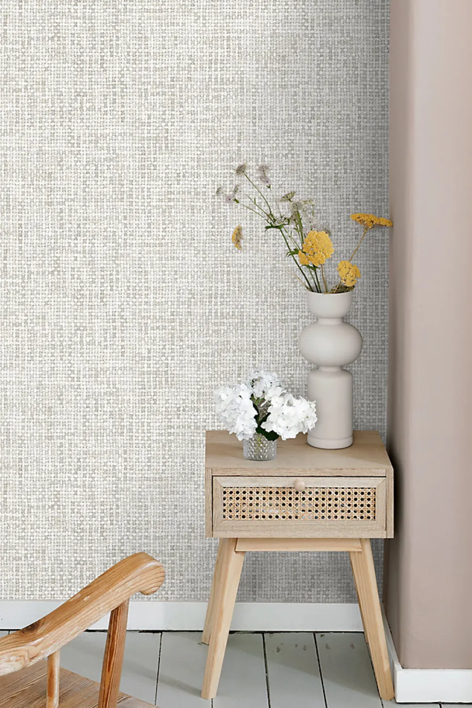 ESTAhome papier peint lin gris chaud clair - 53 cm x 10.05 m - 148660