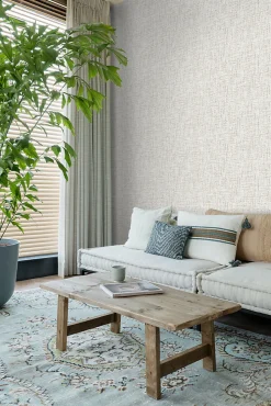 ESTAhome papier peint lin gris chaud clair - 53 cm x 10.05 m - 148660