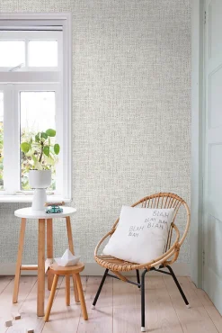 ESTAhome papier peint lin gris chaud clair - 53 cm x 10.05 m - 148660