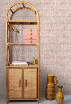 ESTAhome papier peint lin rose orange pêche - 53 cm x 10.05 m - 148661